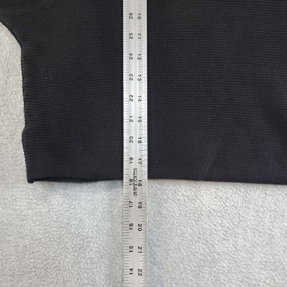 Pink Rose Knit Sweater Womens Medium Black Ribbed Rayon Raglan Sleeve Turtleneck - Picture 4 of 7